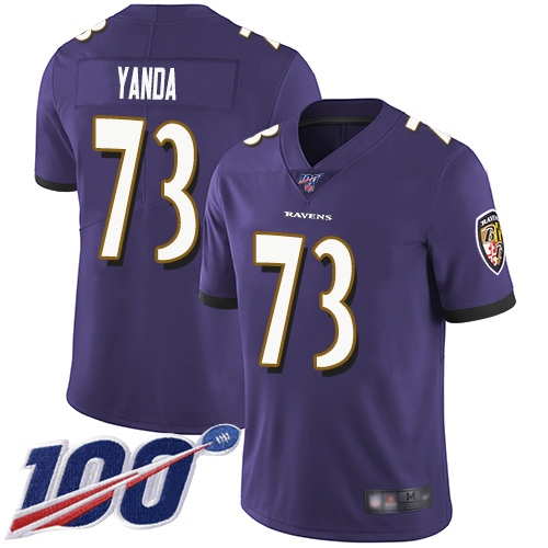 Baltimore Ravens Limited Purple Men Marshal Yanda Home Jersey NFL Football 73 100th Season Vapor Untouchable
